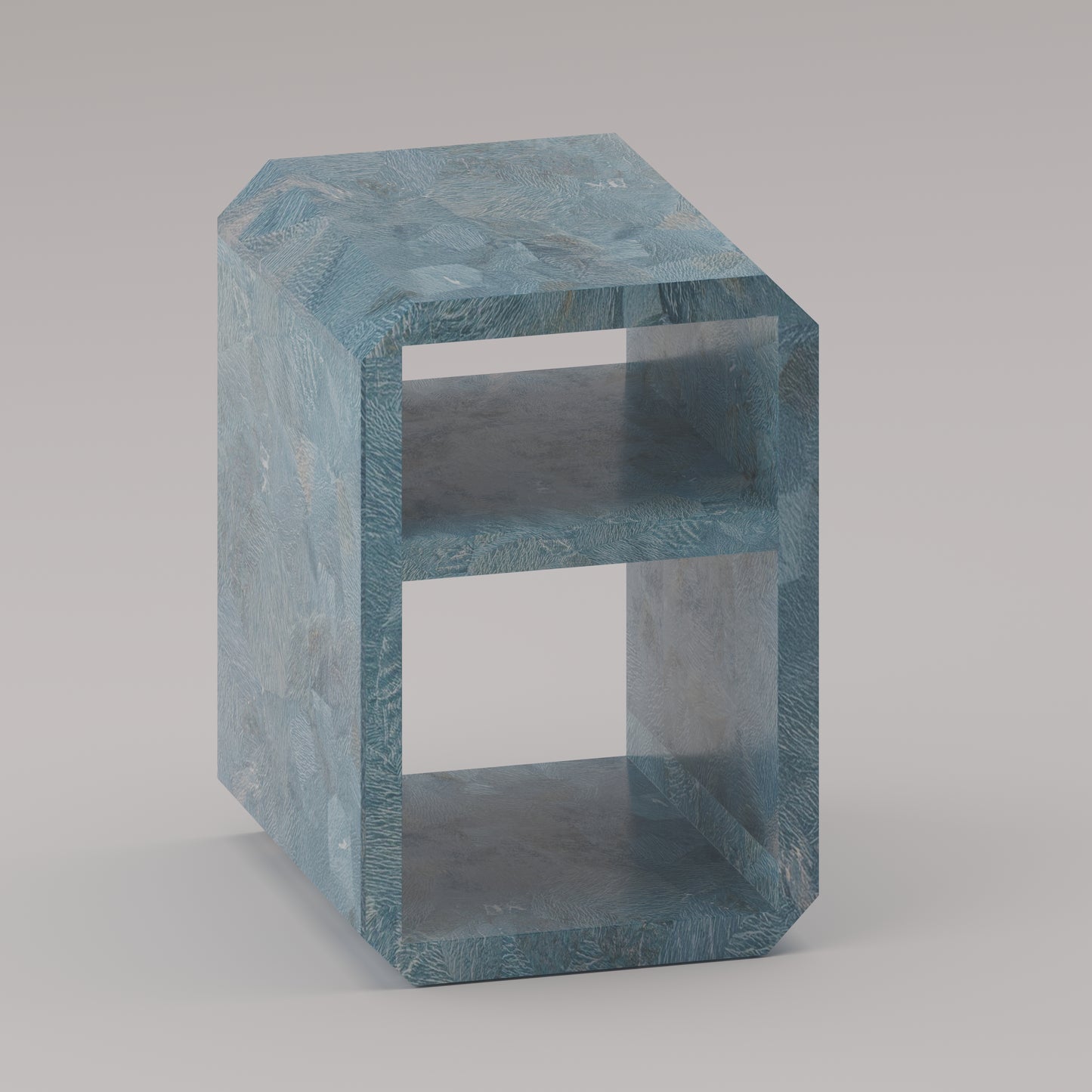 Amazonite accent and end table with chamfered edges, handcrafted by Pierre Mason