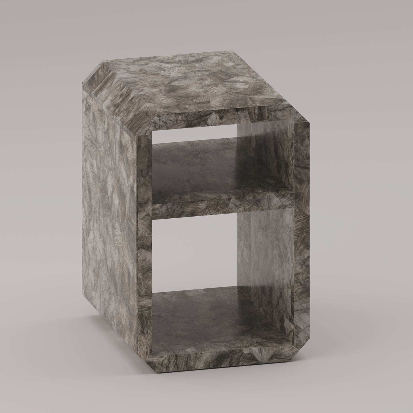 Smoky quartz accent and end table with chamfered edges, handcrafted by Pierre Mason