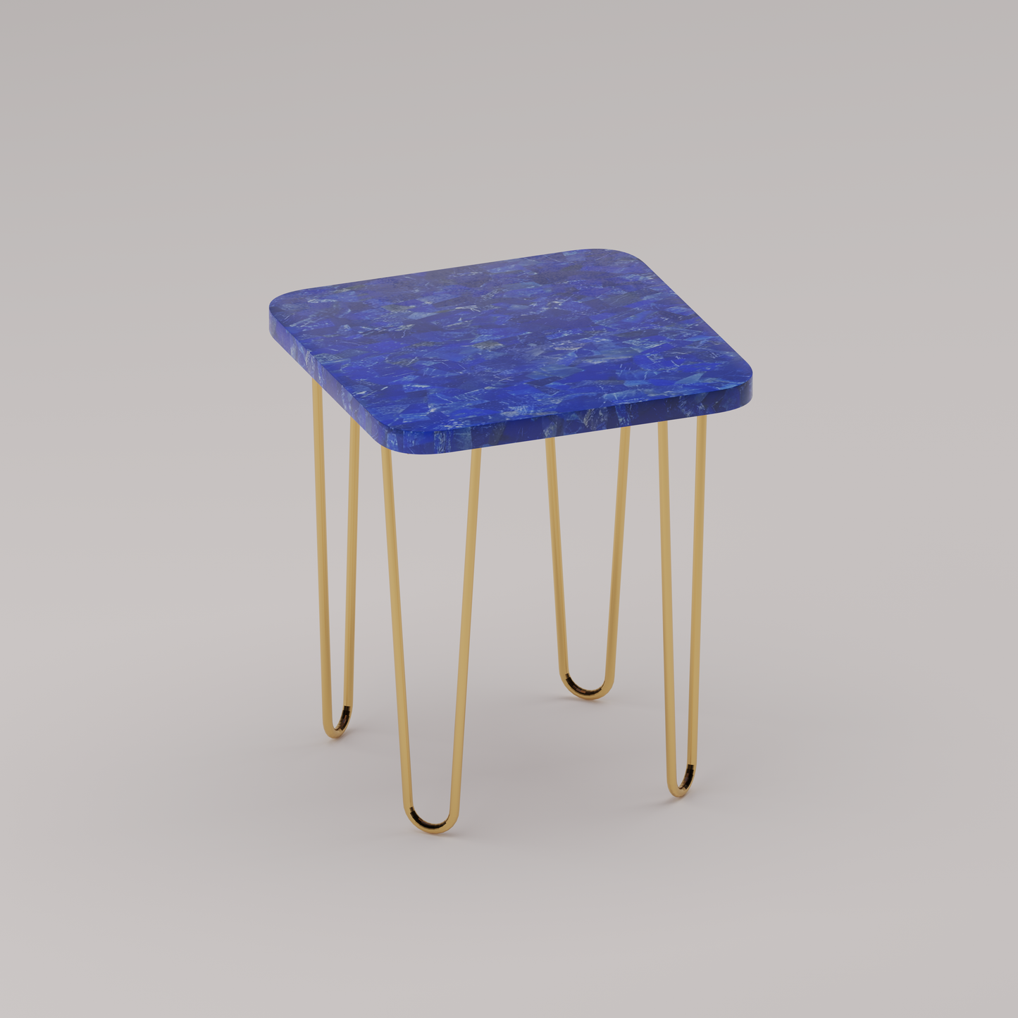 Légère Side Table with Lapis Lazuli stone top and handcrafted brass legs by Pierre Mason