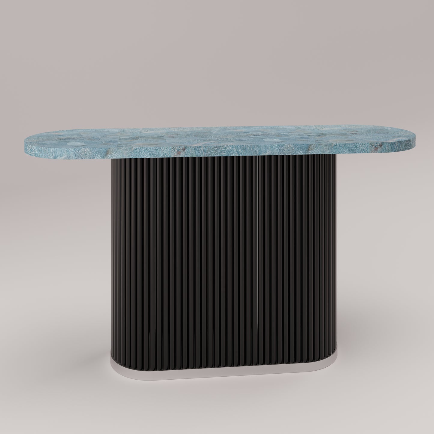 Mason Flûté console and entryway table with amazonite stone top and fluted metal base