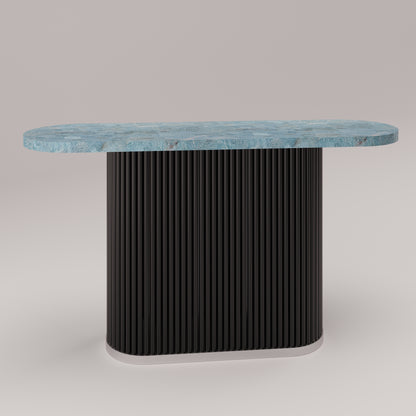 Mason Flûté console and entryway table with amazonite stone top and fluted metal base