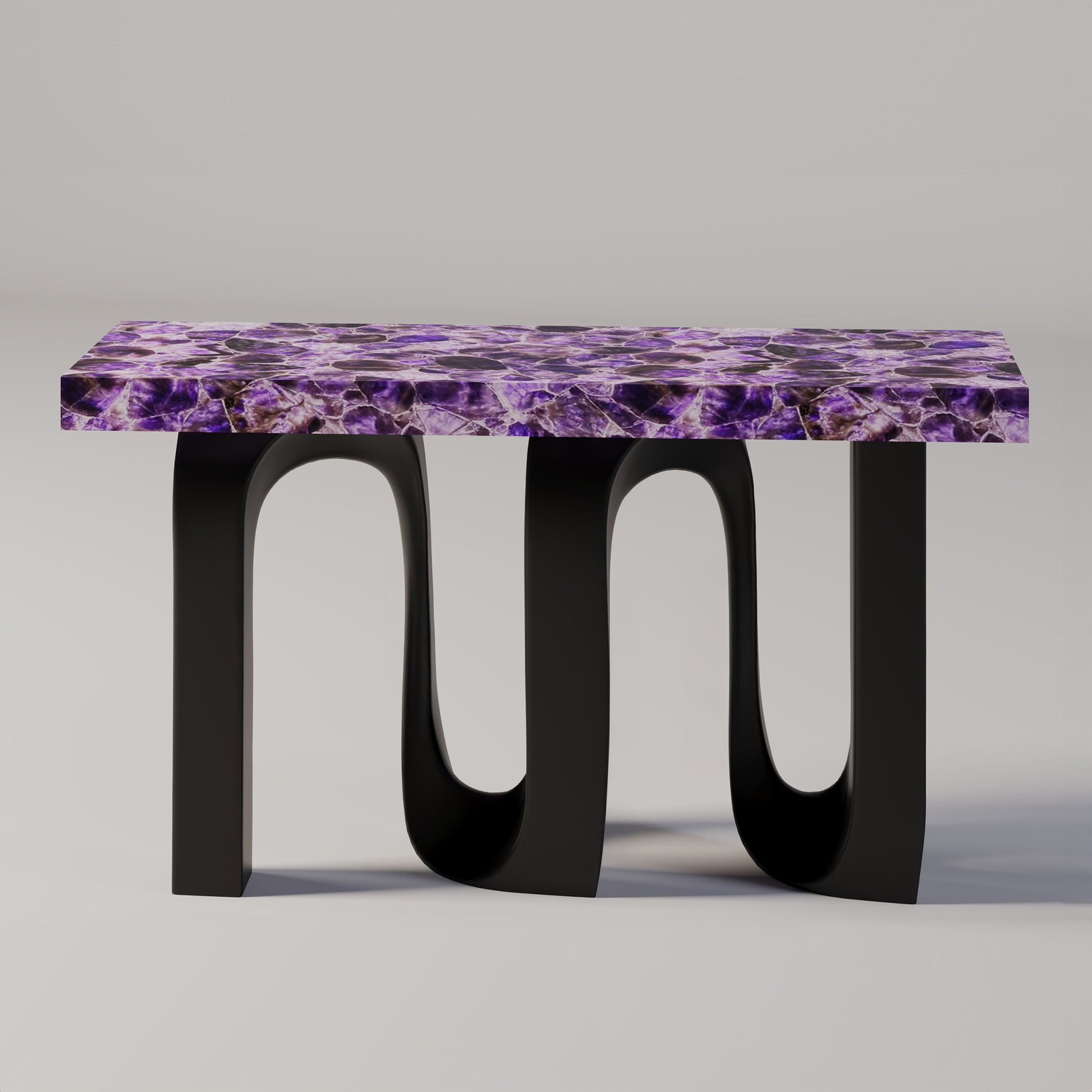 Pierre Mason Backlit Amethyst Arches de Forme Console Table handcrafted in semi-precious stone