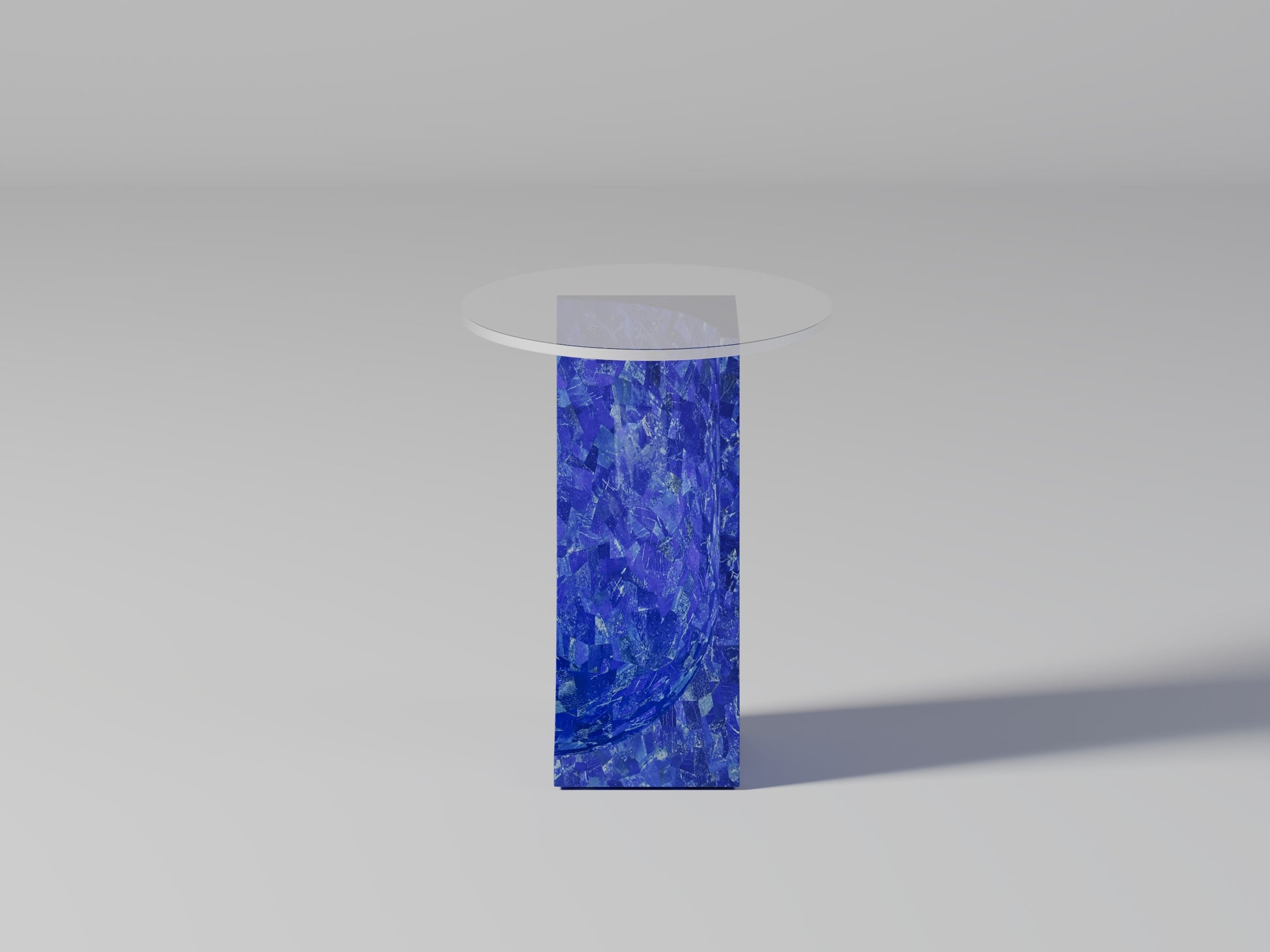Chisel de Mason Side Table by Pierre Mason, handcrafted in deep blue lapis lazuli with a sculptural silhouette and polished stone surface

