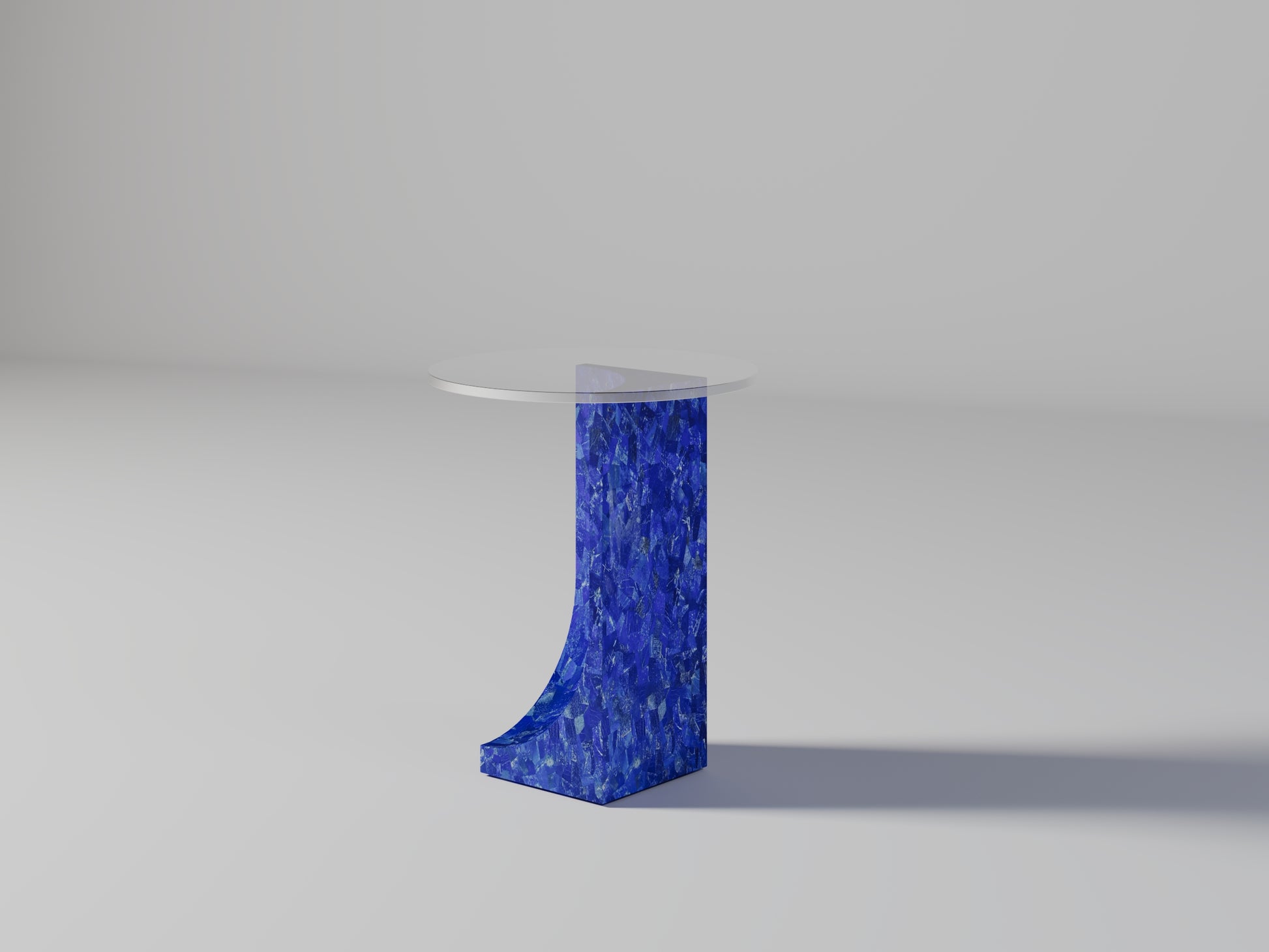 Chisel de Mason Side Table by Pierre Mason, handcrafted in deep blue lapis lazuli with sculptural form and polished semi-precious stone finish

