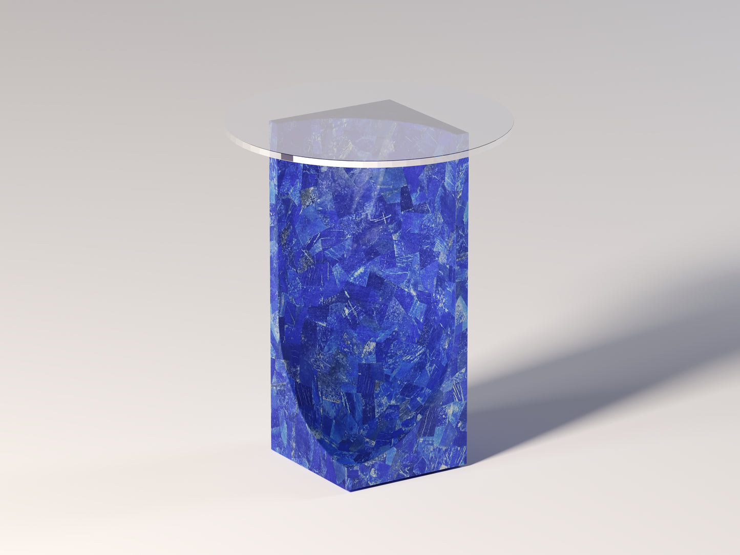 Chisel de Mason Side Table by Pierre Mason, handcrafted in deep blue lapis lazuli with a sculptural silhouette and polished stone surface
